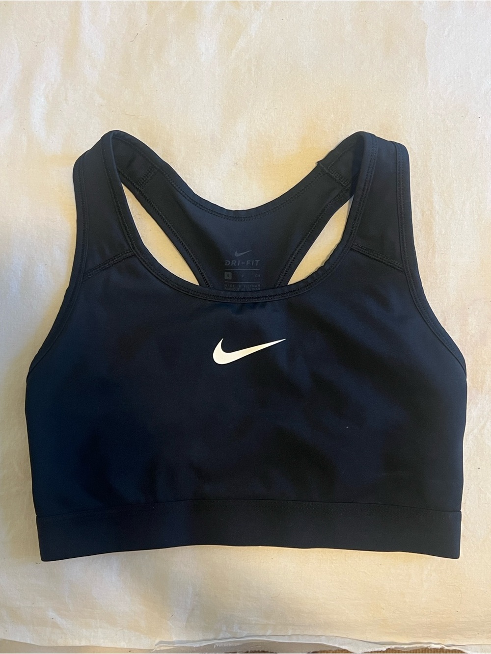 Nike Black Sports Bra with White Swoosh - Racerback Support